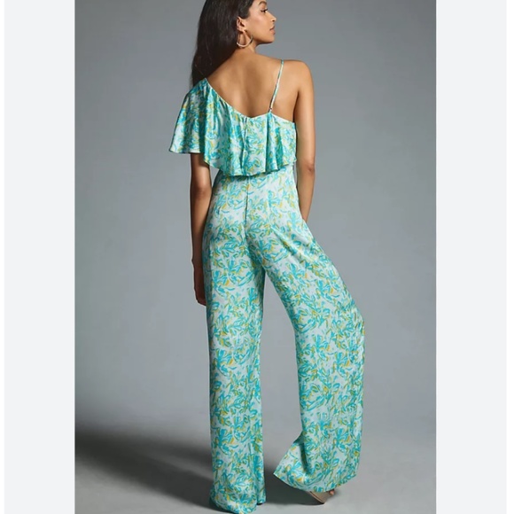 Brand New COREY LYNN CALTER SILKY RUFFLE WIDE-LEG JUMPSUIT - Picture 2 of 10